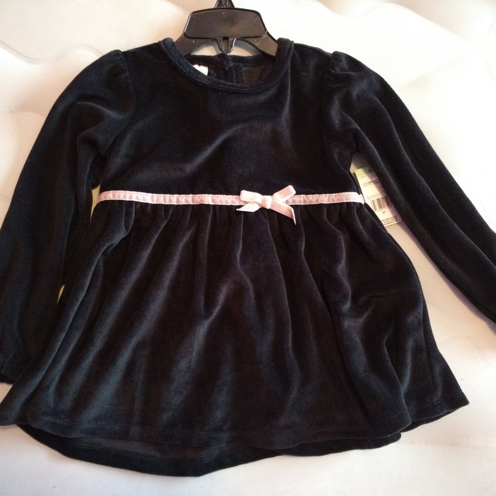 GIRLS - TOUGHSKINS velvet tunic Top w/ bow, Christmas, Holiday, velour